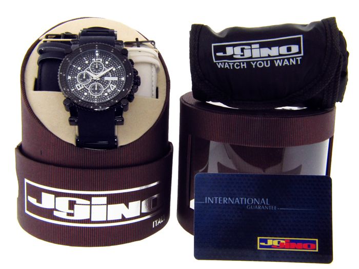 Mens JoJino Black Case Rubber SS Band Diamond Watch MJ1130A AJwatches