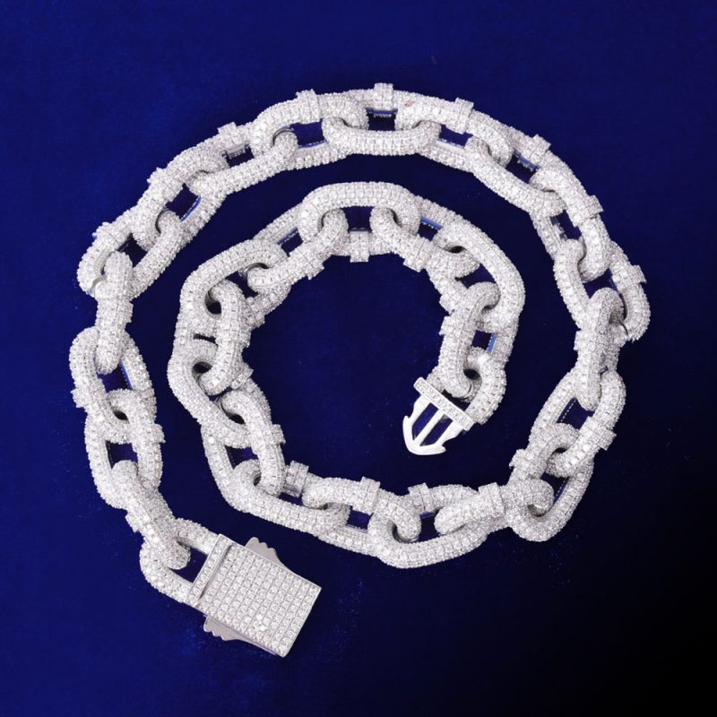 20mm Iced Out Chain Links Chain VVS Bust Down Gold Or White Gold